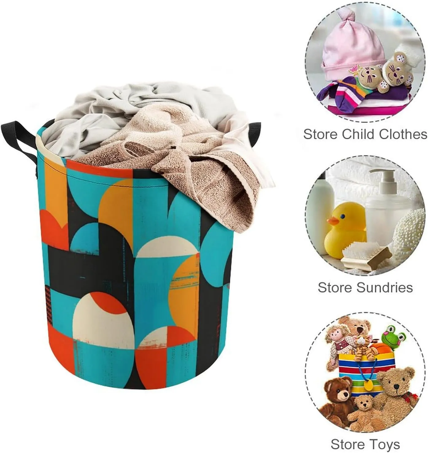 Laundry Hampers, Large Drawstring Laundry Bag, Removable Laundry Bags, Collapsible Storage Bin with Handles for Home Organization, Kids Room, Nursery Pattern