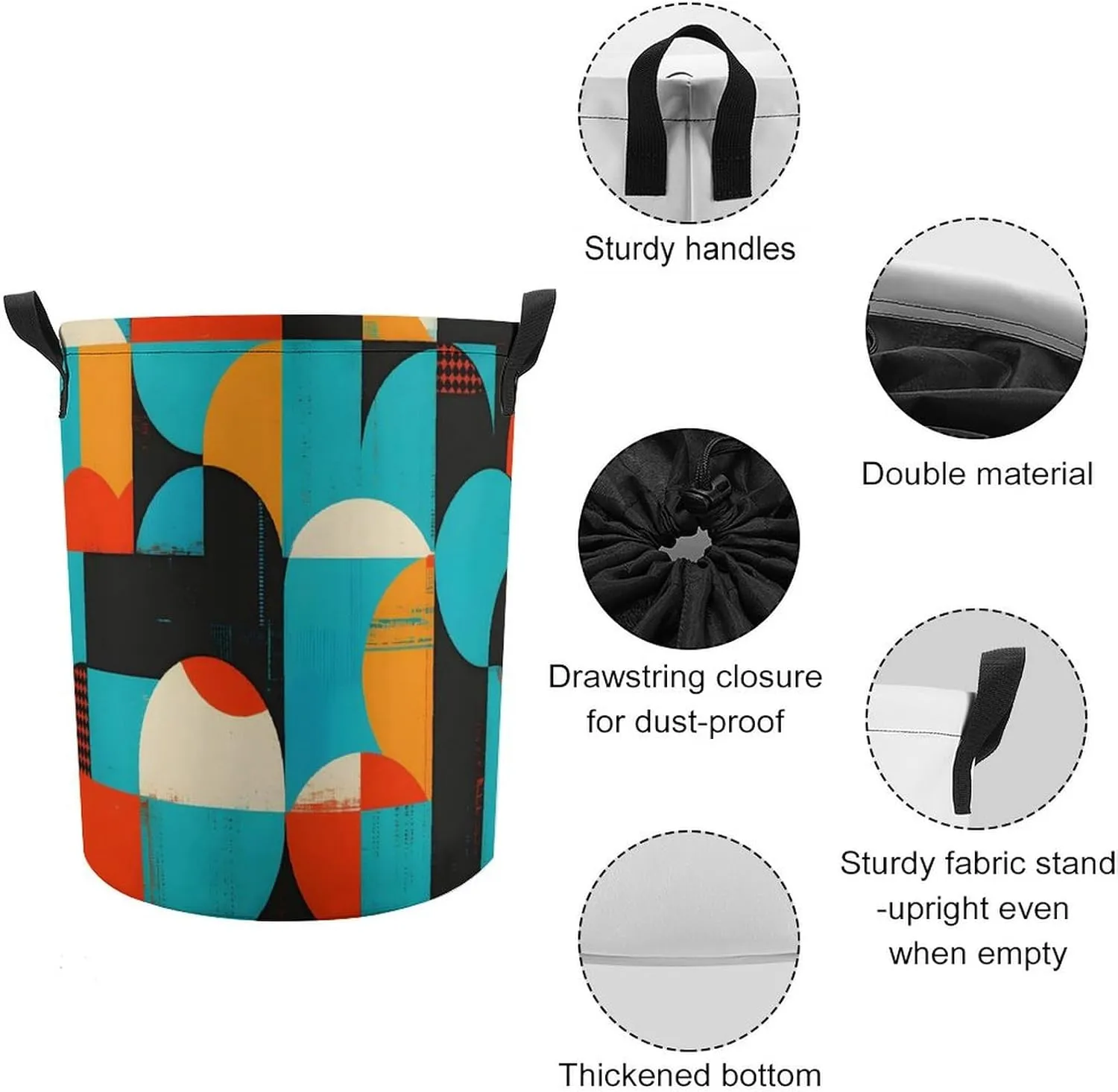 Laundry Hampers, Large Drawstring Laundry Bag, Removable Laundry Bags, Collapsible Storage Bin with Handles for Home Organization, Kids Room, Nursery Pattern