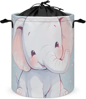Laundry Hampers, Large Drawstring Laundry Bag, Removable Laundry Bags, Collapsible Storage Bin with Handles for Home Organization, Kids Room, Nursery Pink