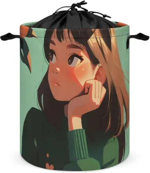 Laundry Hampers, Large Drawstring Laundry Bag, Removable Laundry Bags, Collapsible Storage Bin with Handles for Home Organization, Kids Room, Nursery Vertebrate