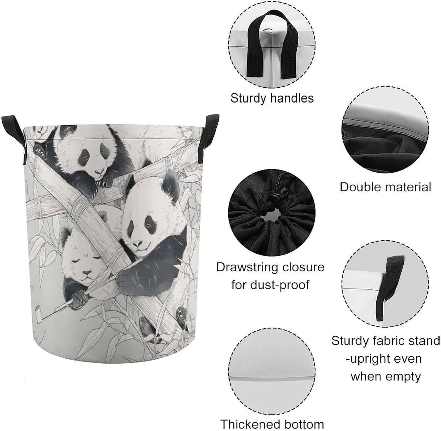 Laundry Hampers, Large Drawstring Laundry Bag, Removable Laundry Bags, Collapsible Storage Bin with Handles for Home Organization, Kids Room, Nursery Vertebrate