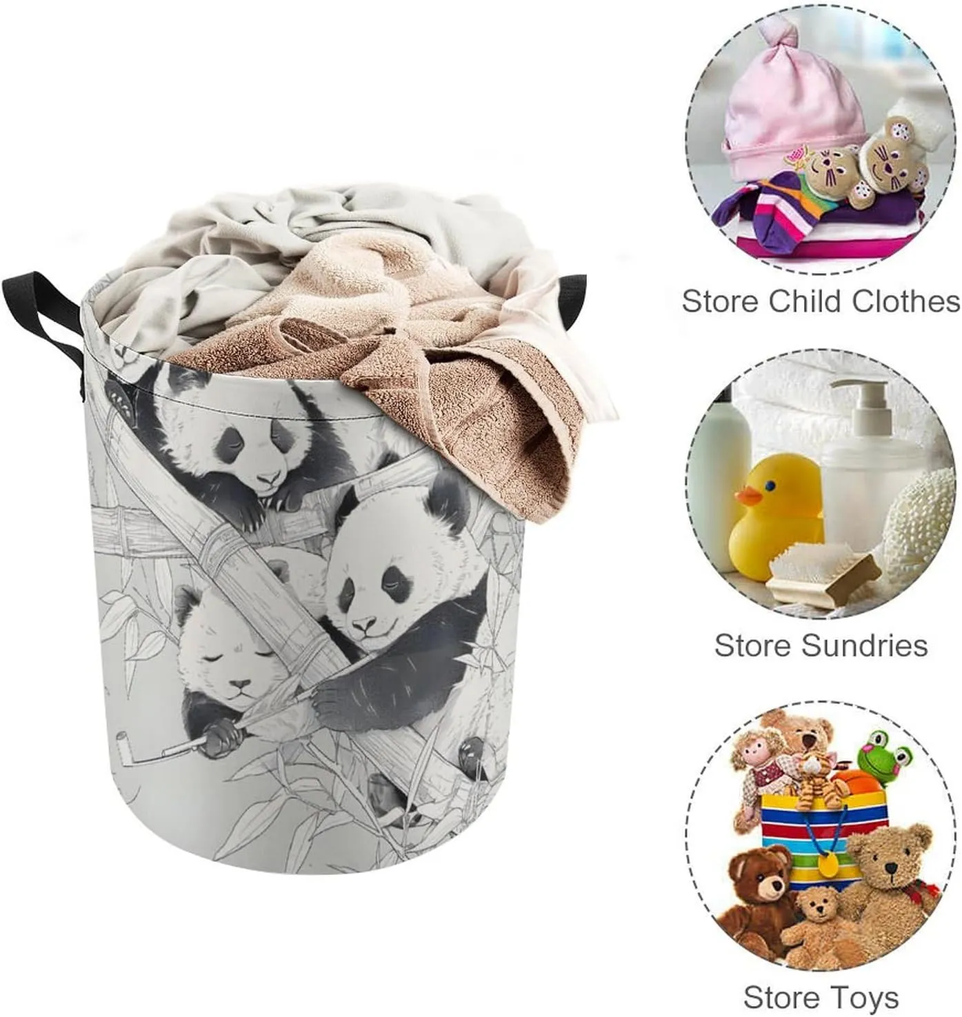 Laundry Hampers, Large Drawstring Laundry Bag, Removable Laundry Bags, Collapsible Storage Bin with Handles for Home Organization, Kids Room, Nursery Vertebrate