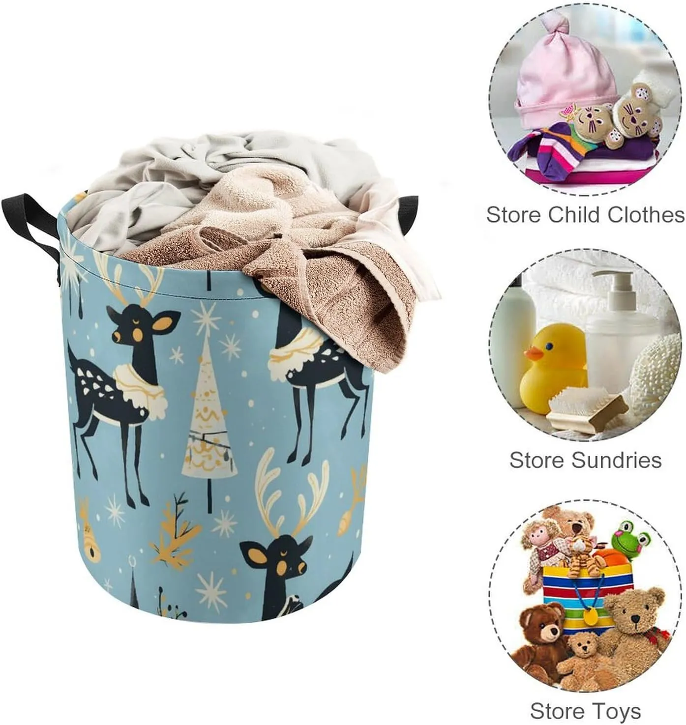 Laundry Hampers, Large Drawstring Laundry Bag, Removable Laundry Bags, Collapsible Storage Bin with Handles for Home Organization, Kids Room, Nursery Vertebrate