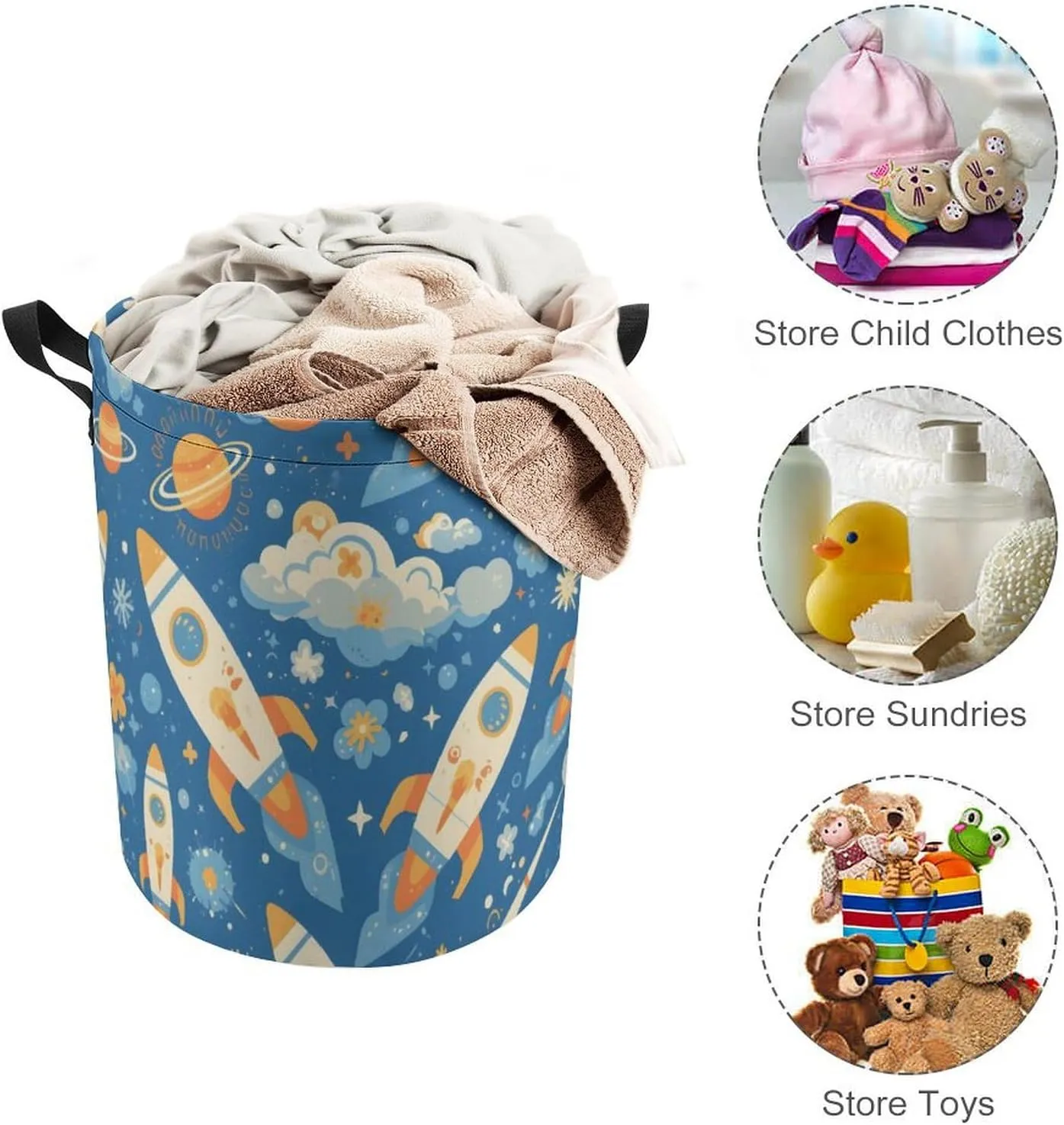 Laundry Hampers, Large Drawstring Laundry Bag, Removable Laundry Bags, Collapsible Storage Bin with Handles for Home Organization, Kids Room, Nursery Vertebrate