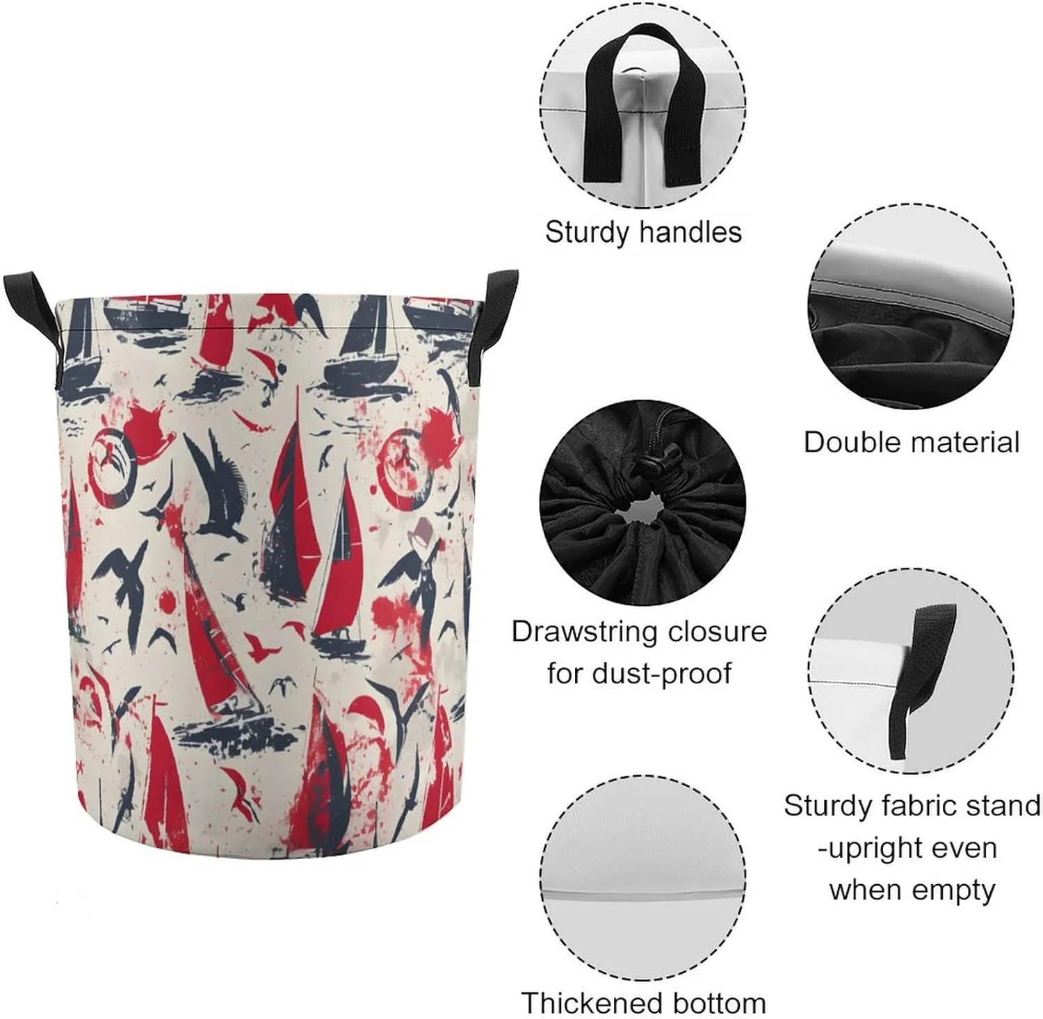 Laundry Hampers, Large Drawstring Laundry Bag, Removable Laundry Bags, Collapsible Storage Bin with Handles for Home Organization, Kids Room, Nursery Vertebrate
