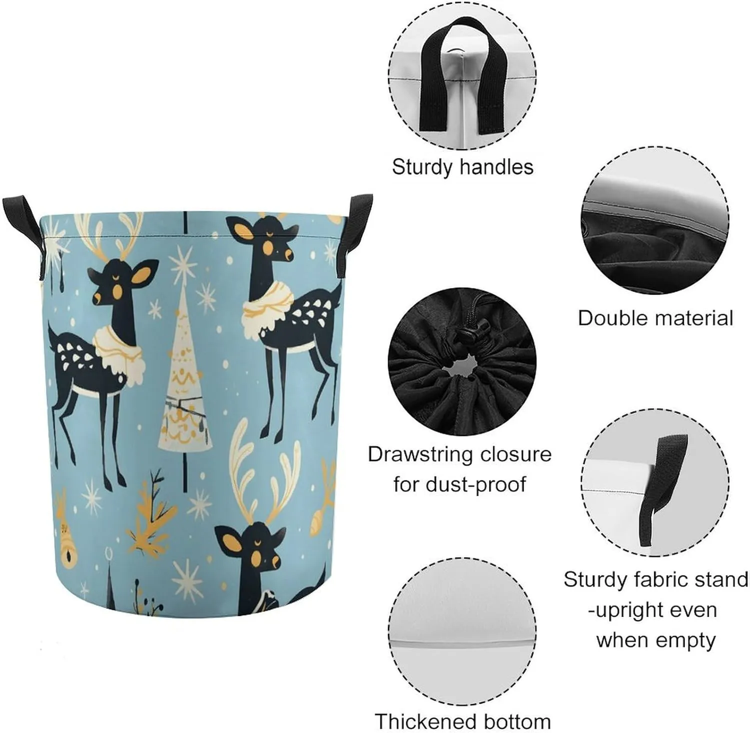 Laundry Hampers, Large Drawstring Laundry Bag, Removable Laundry Bags, Collapsible Storage Bin with Handles for Home Organization, Kids Room, Nursery Vertebrate