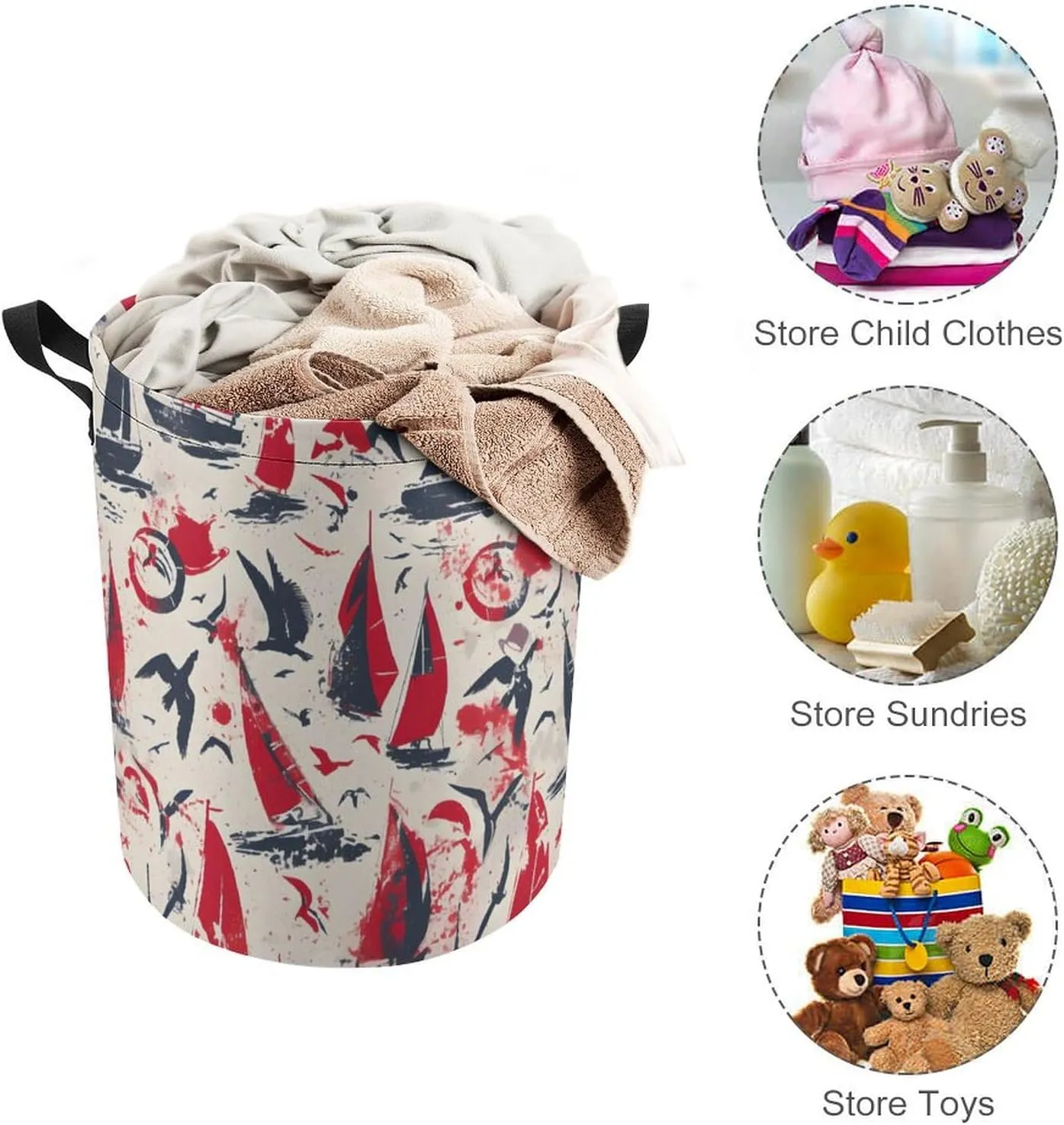 Laundry Hampers, Large Drawstring Laundry Bag, Removable Laundry Bags, Collapsible Storage Bin with Handles for Home Organization, Kids Room, Nursery Vertebrate