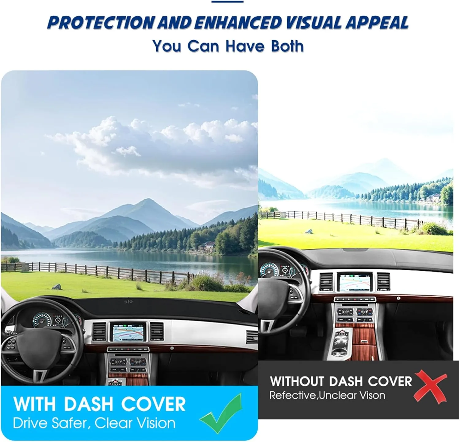 Leather Dash Cover Accessories for Jaguar XF 2008 2009 2010 2011 2012 2013 2014 2015, Dash Mat Dashboard Cover and Interior Dash Covers