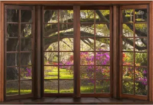 Leyiyi 10x8ft Magic Jungle Forest Backdrop Wood Windows Outdoor View Fantasy Forest Background for Photography Roadside Floral Flowers Old Trunk Jungle Adventure Theme Kids Birthday Party Decor