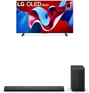 LG 42-Inch Class OLED evo C4 Series Smart TV 4K Processor Flat Screen with Magic Remote AI-Powered with Alexa Built-in (OLED42C4PUA, 2024), 3.1.1 ch. Sound Bar with Dolby Atmos