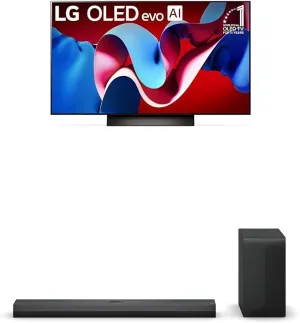 LG 48-Inch Class OLED evo C4 Series Smart TV 4K Processor Flat Screen with Magic Remote AI-Powered with Alexa Built-in (OLED48C4PUA, 2024), 3.1.1 ch. Sound Bar with Dolby Atmos