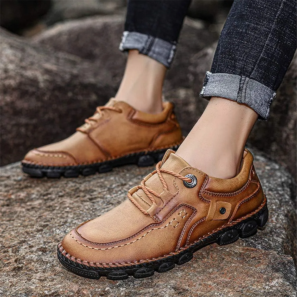 LLTMALL Men's Outdoor Leather Loafer Shoes Slip-on Sneakers Hiking Walking Mocs