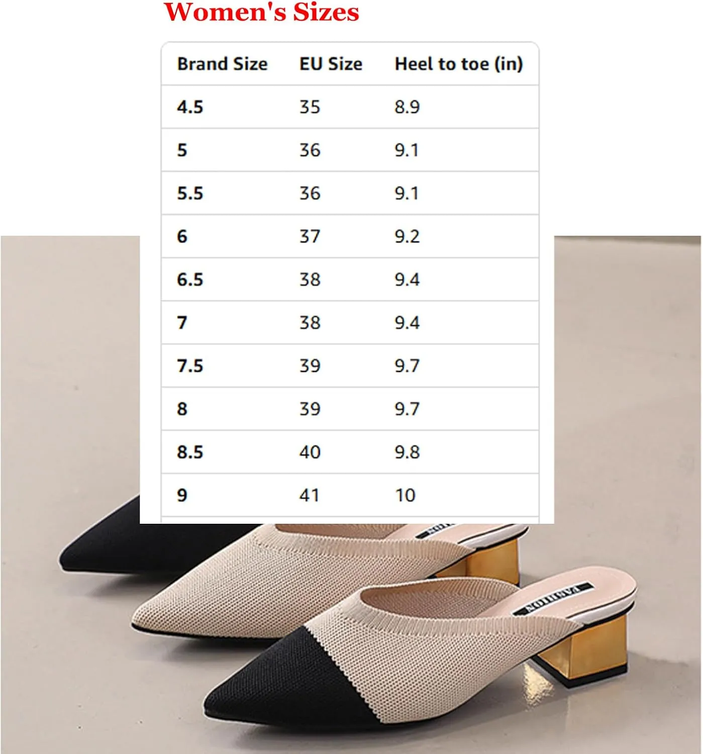 Low Block Heel Mules for Women Pointed Toe Mesh Mule Dress Shoes Comfortable Slip On Ballet Flat Sandals