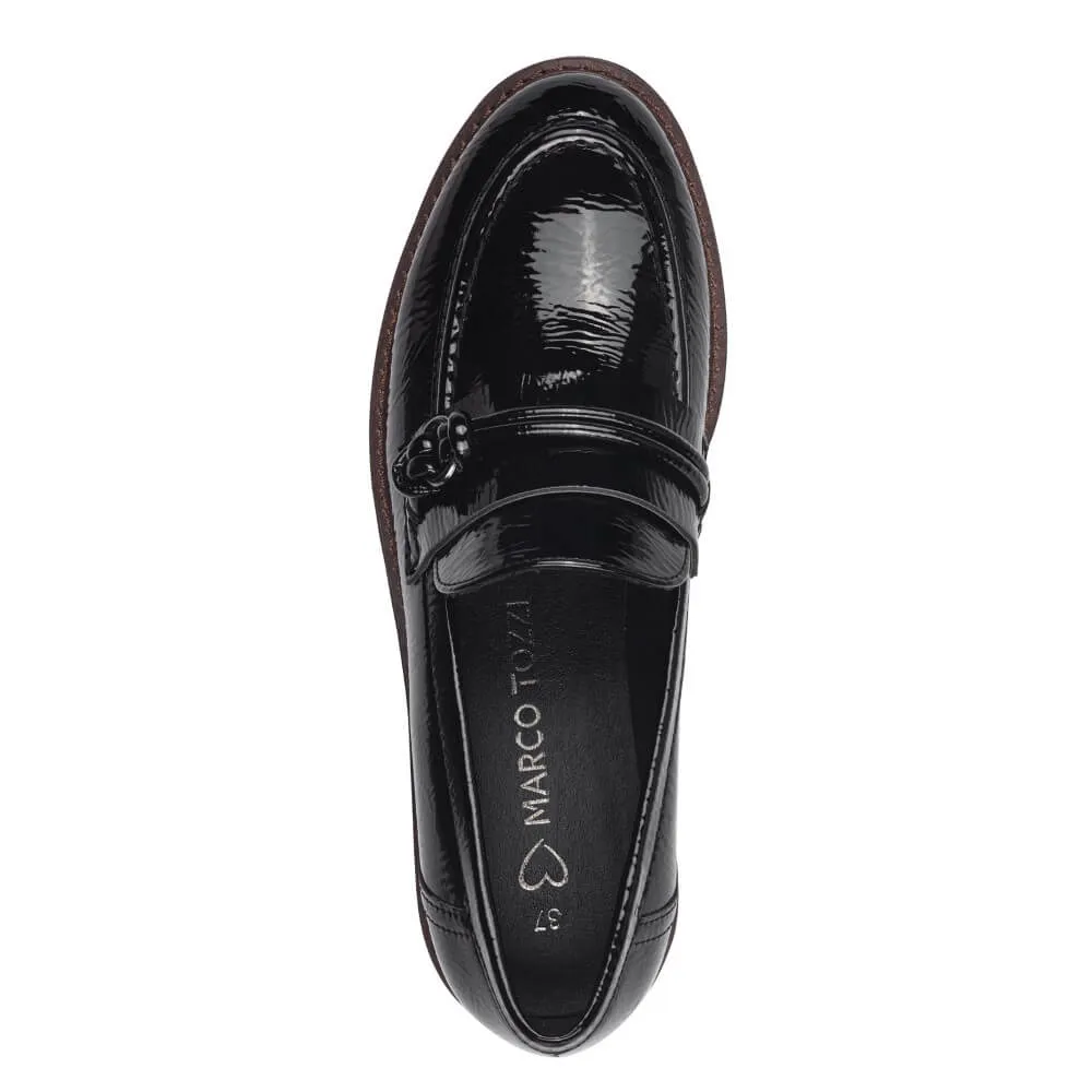 Marco Tozzi 2-24704 Chunky Patent Loafer-BLACK
