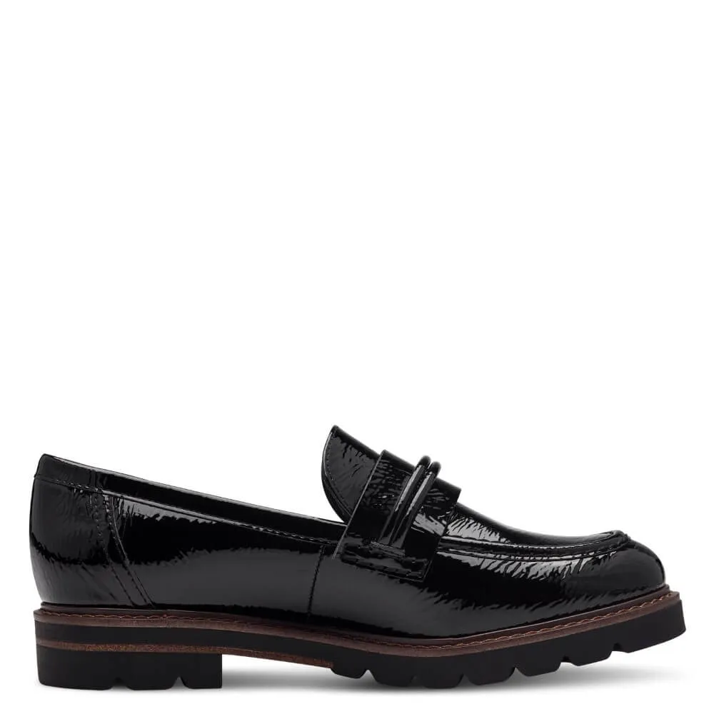 Marco Tozzi 2-24704 Chunky Patent Loafer-BLACK