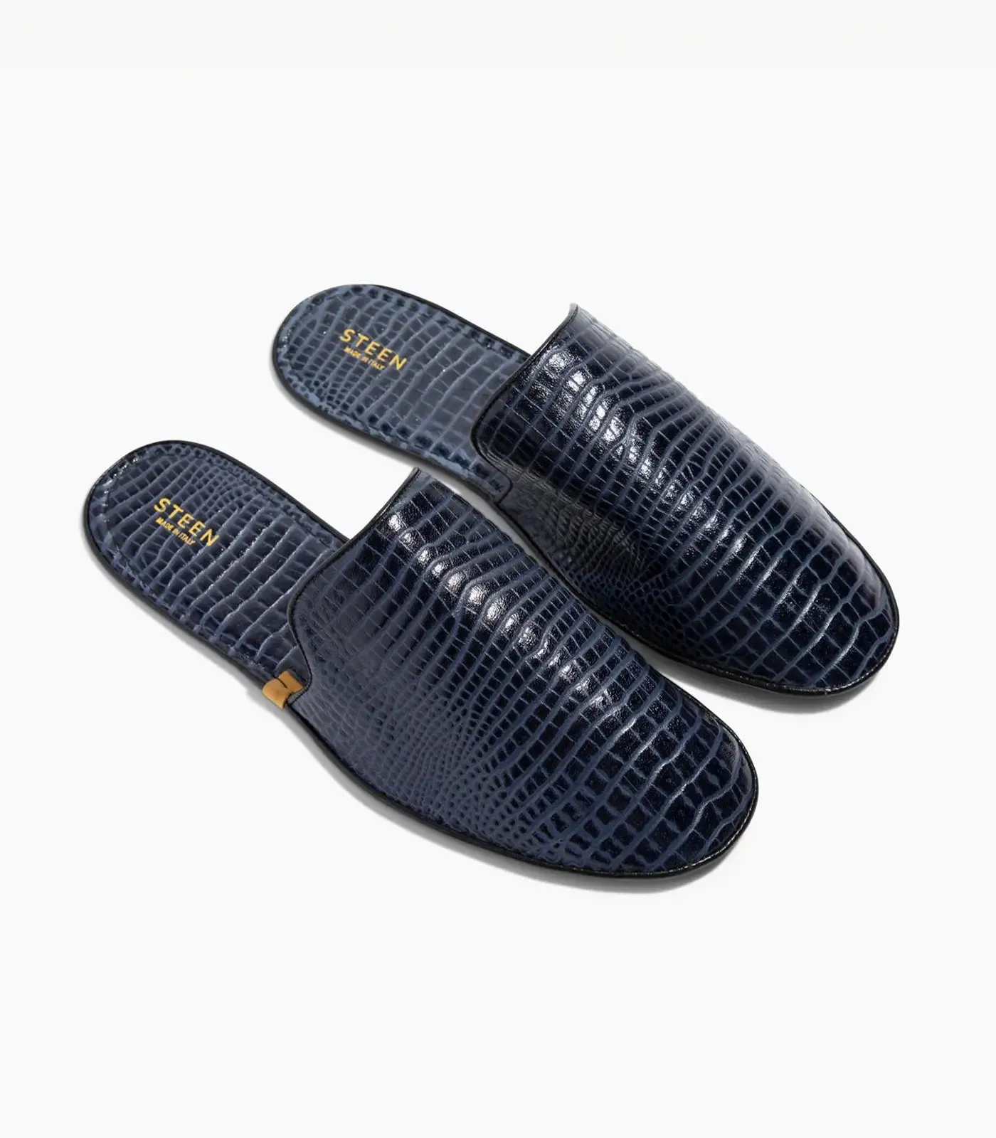 Men’s Crocodile Embossed Leather Foldable Slippers
