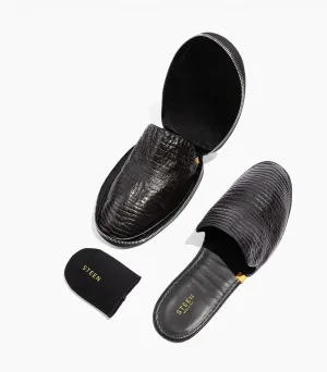 Men’s Crocodile Embossed Leather Foldable Slippers