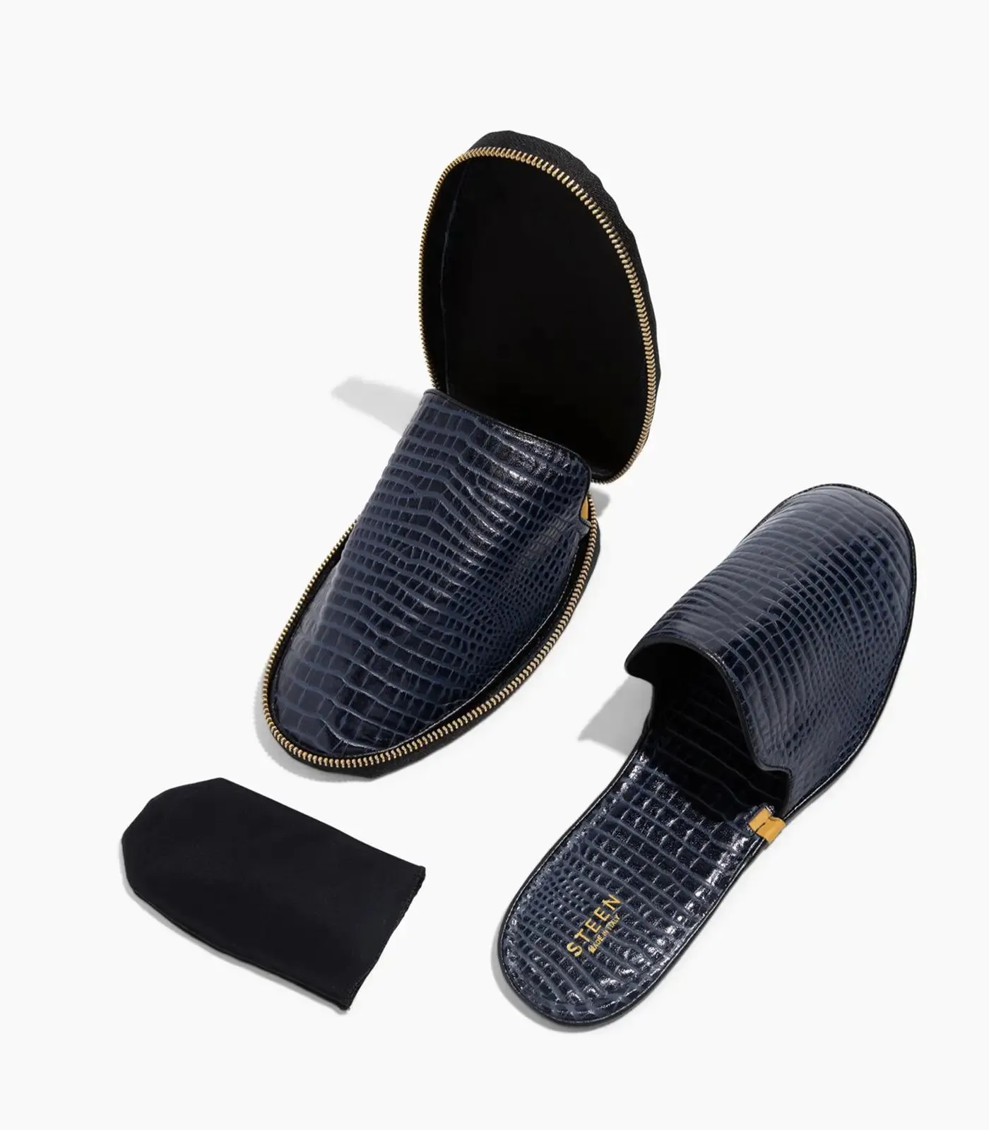 Men’s Crocodile Embossed Leather Foldable Slippers