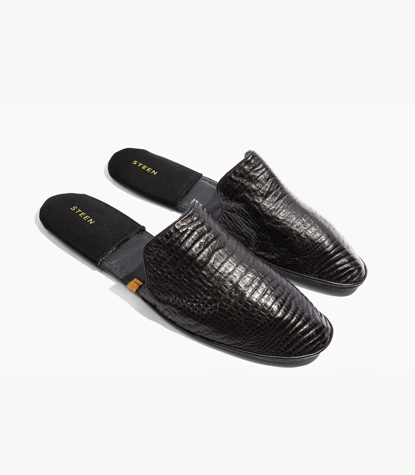 Men’s Crocodile Embossed Leather Foldable Slippers