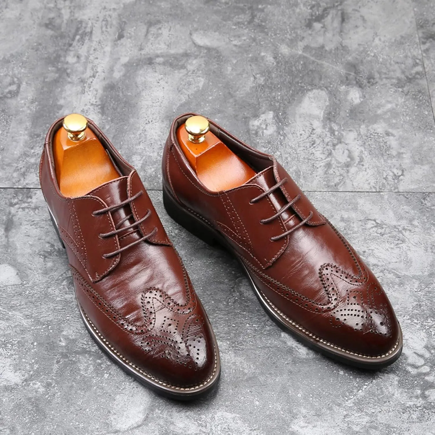 Men's Dress Shoes Size 14 Extra Wide Classical Style Men's Breathable Hollow Business Casual Pointed Loafer Dress Shoes