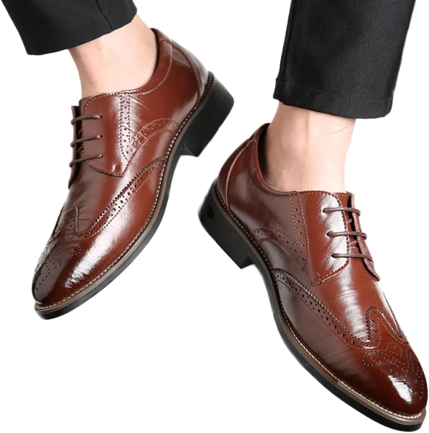 Men's Dress Shoes Size 14 Extra Wide Classical Style Men's Breathable Hollow Business Casual Pointed Loafer Dress Shoes