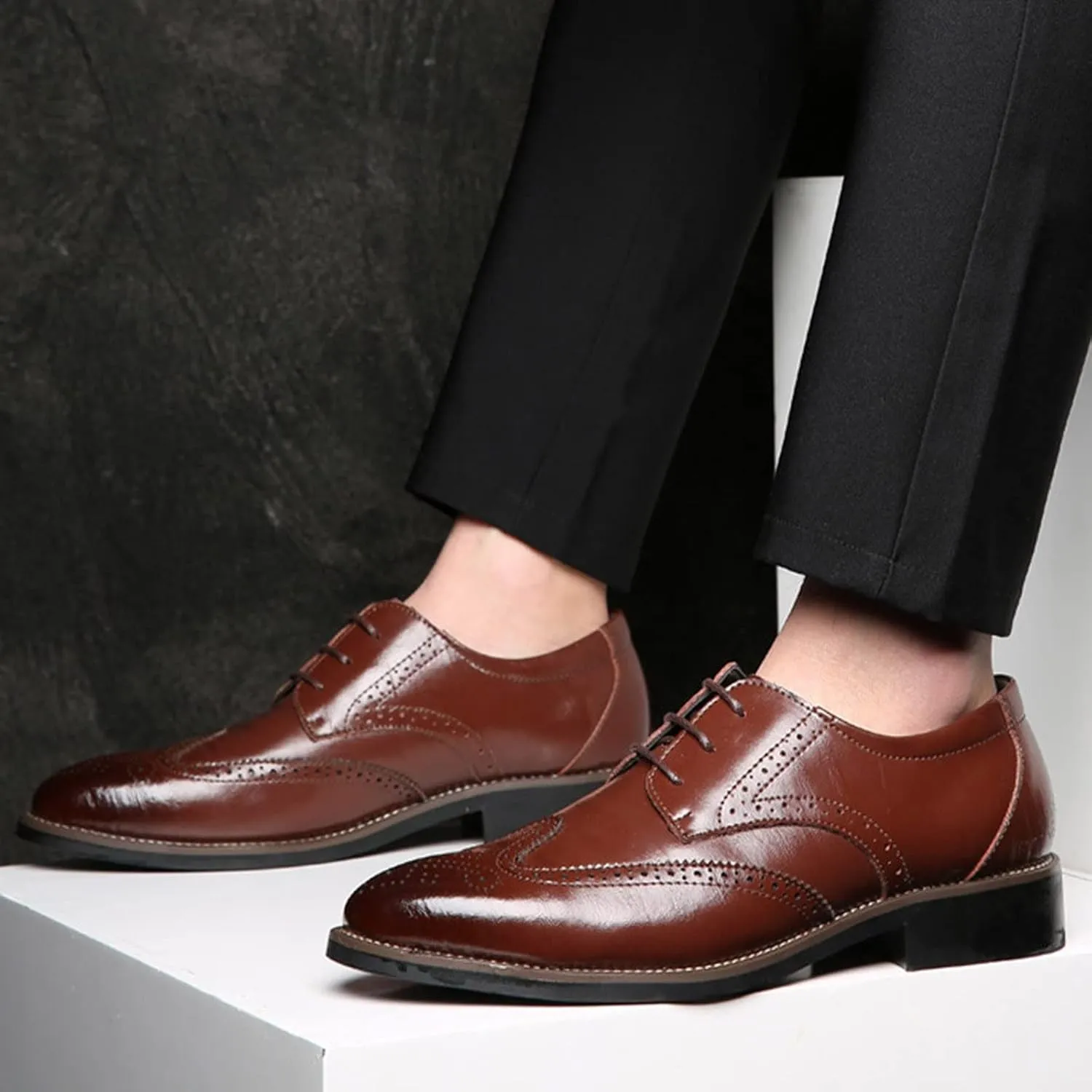 Men's Dress Shoes Size 14 Extra Wide Classical Style Men's Breathable Hollow Business Casual Pointed Loafer Dress Shoes