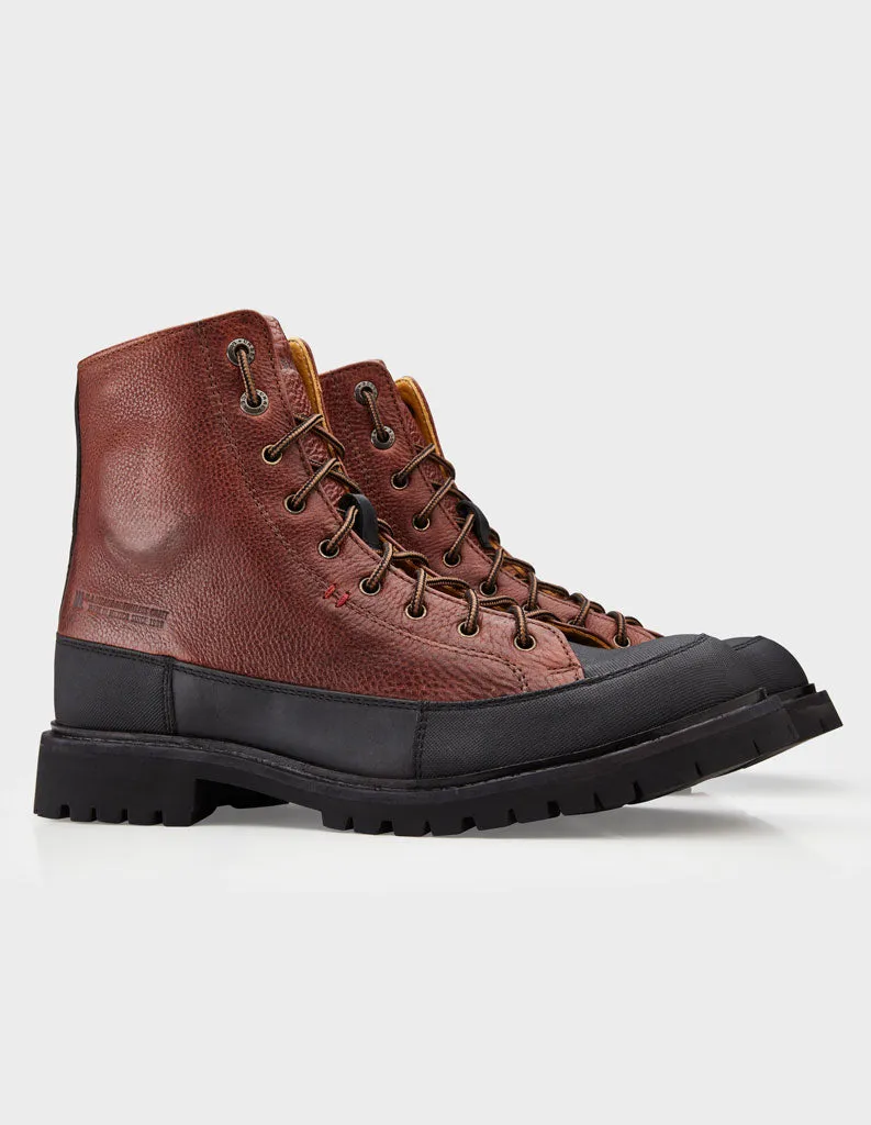 Men's Leather Moto Boots with Shock Absorption and Impact Protection