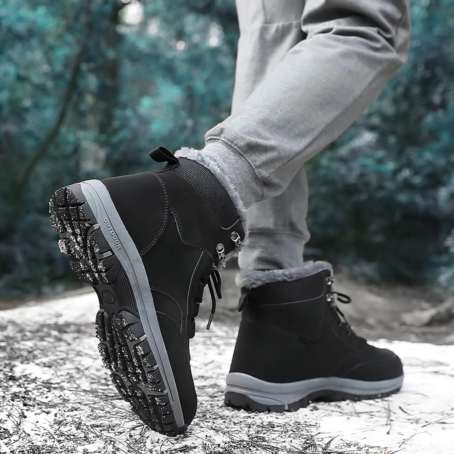 Men's Winter Snow Boots,Soft Insole Warm Fur Lining Comfortable Ankle Boots,Durable Outsole Wear-Resistant Waterproof Insulated Outdoor Anti-Slip Booties