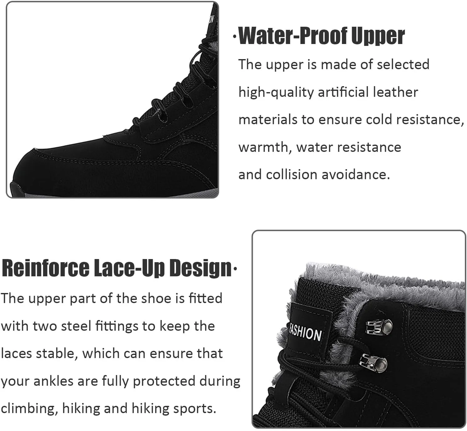Men's Winter Snow Boots,Soft Insole Warm Fur Lining Comfortable Ankle Boots,Durable Outsole Wear-Resistant Waterproof Insulated Outdoor Anti-Slip Booties