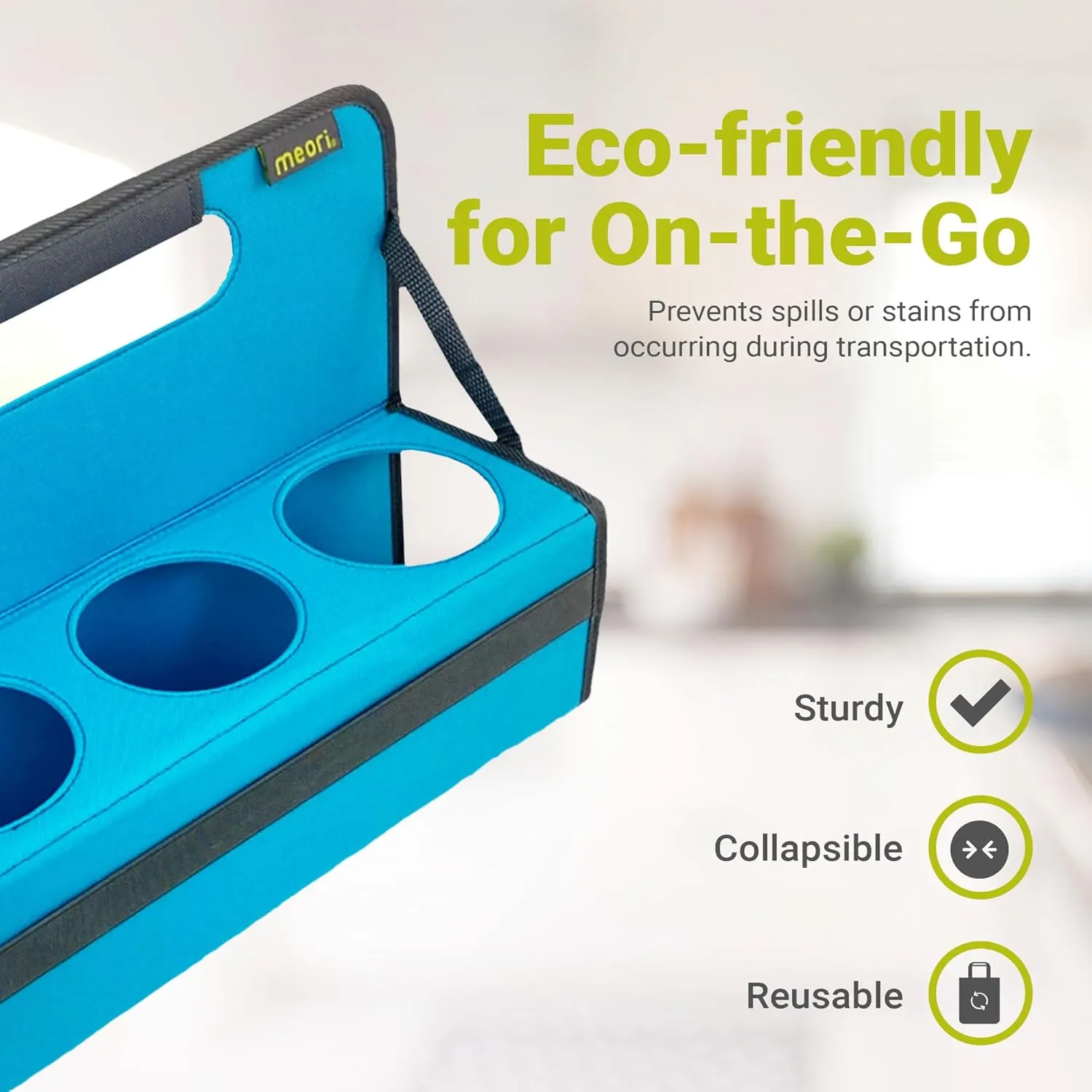 meori Reusable Drink Carrier, Take Out Cup Carrier, Collapsible, Coffee Carrier with Handle, Portable Drink Caddy