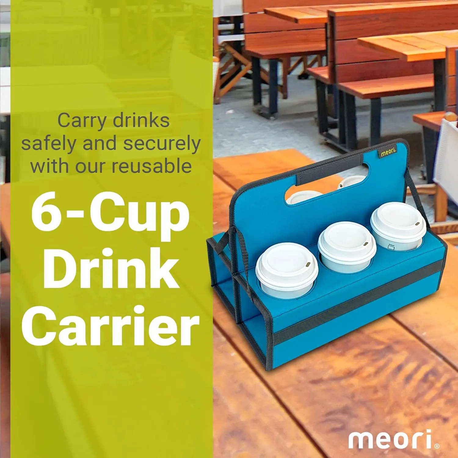 meori Reusable Drink Carrier, Take Out Cup Carrier, Collapsible, Coffee Carrier with Handle, Portable Drink Caddy