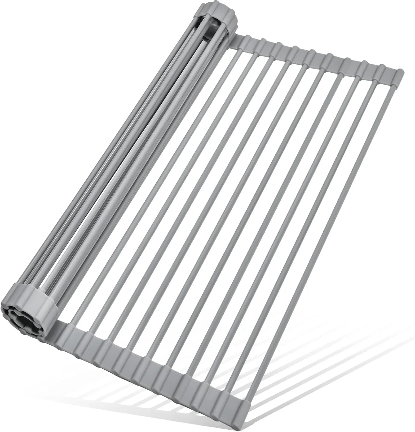 MERRYBOX Roll Up Dish Drying Rack, Over The Sink Dish Rack Foldable, Heat-Resistant, Anti-Slip Silicone Coated Steel Dish Drainer for Kitchen Sink, Multipurpose Roll Up Sink Drying Rack, 17.5" x 13"