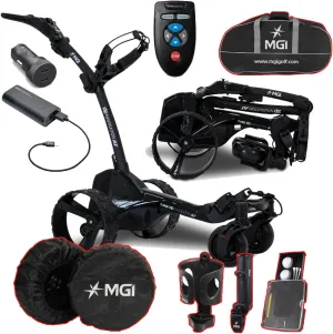 MGI Zip Navigator at All-Terrain Remote Golf Cart with Accessories | Power Bundle | 3-Year Warranty | 36 Holes Extended Battery (Power & Travel)