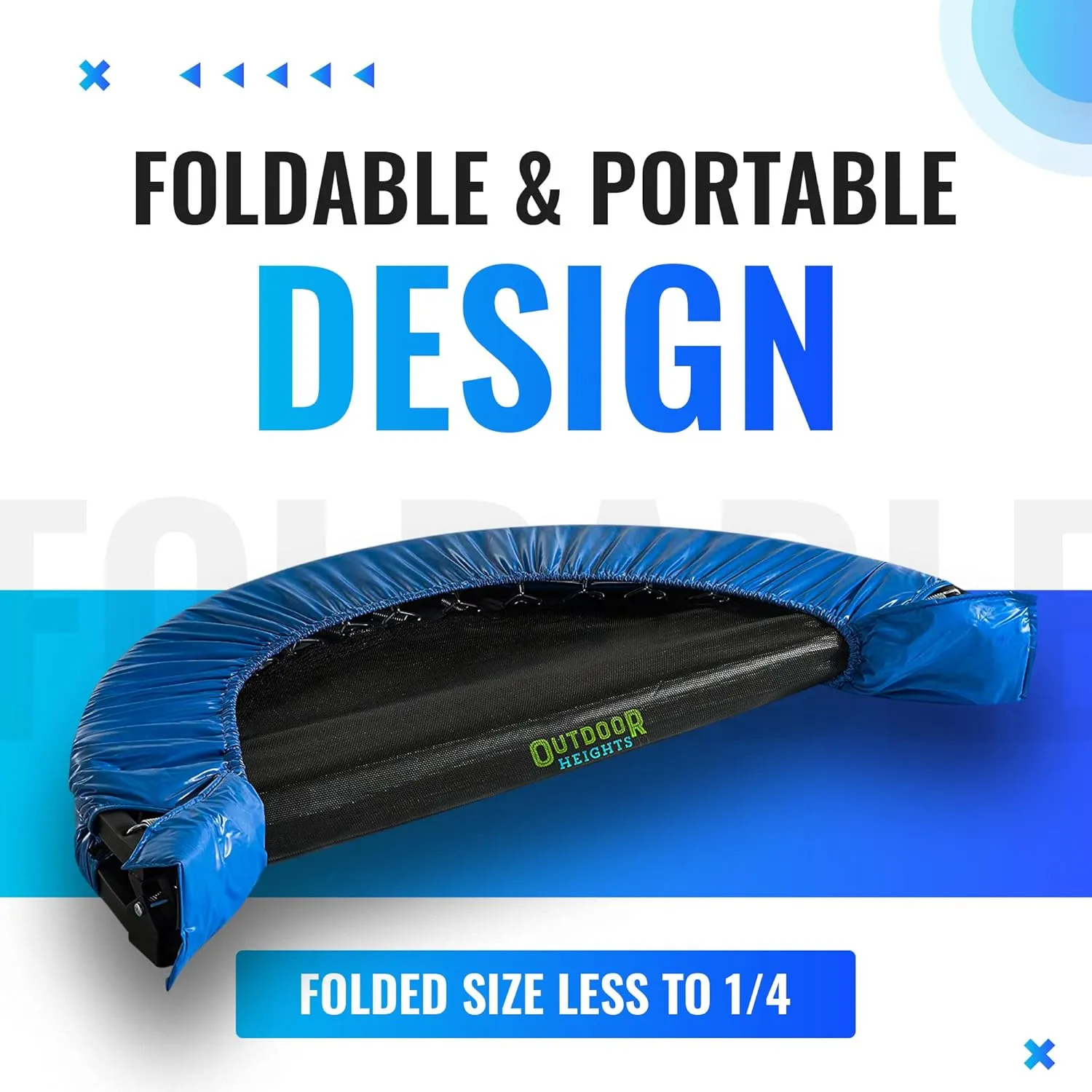 Mini Trampoline, Exercise Fitness Rebounder for Adults & Kids, for Indoor & Outdoor Use, Foldable, Pre-Attached Springs, with Handle,