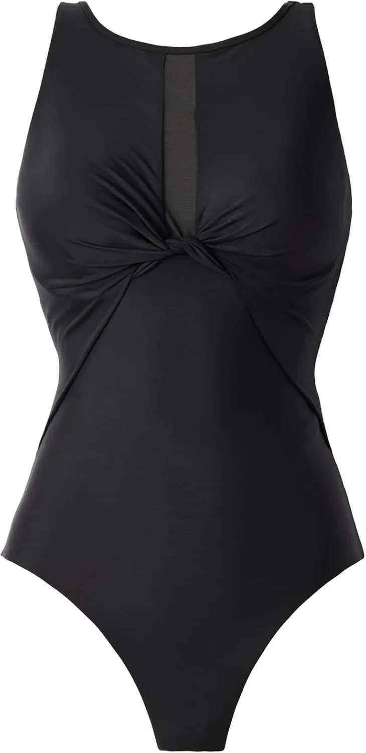 Miraclesuit Women's Swimwear High Neck Underwire Network News Evoke One Piece Swimsuit