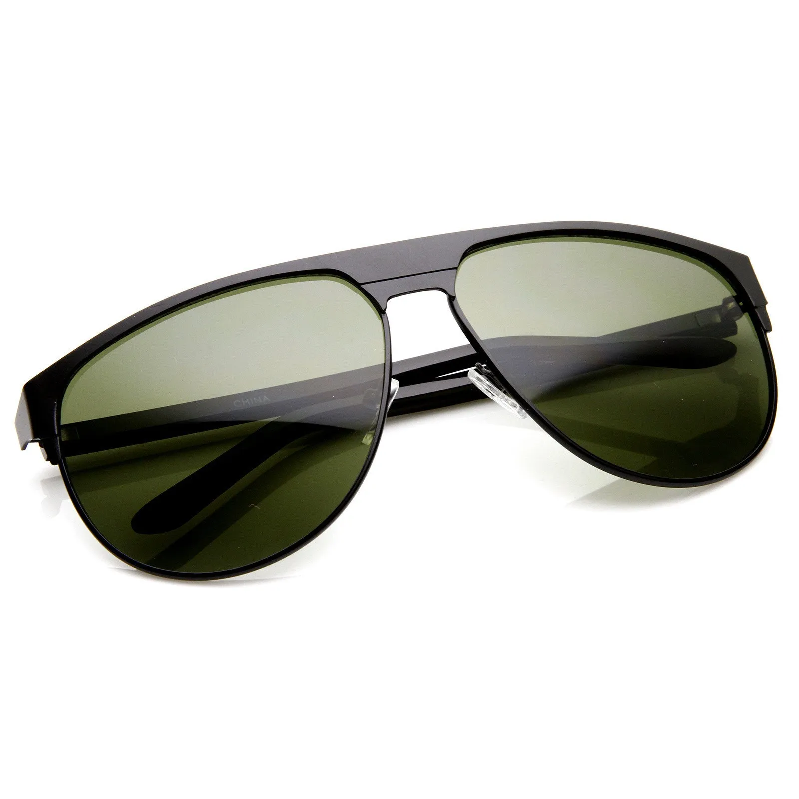 Modern Euro Full Metal Flat Top Aviator Sunglasses 8827