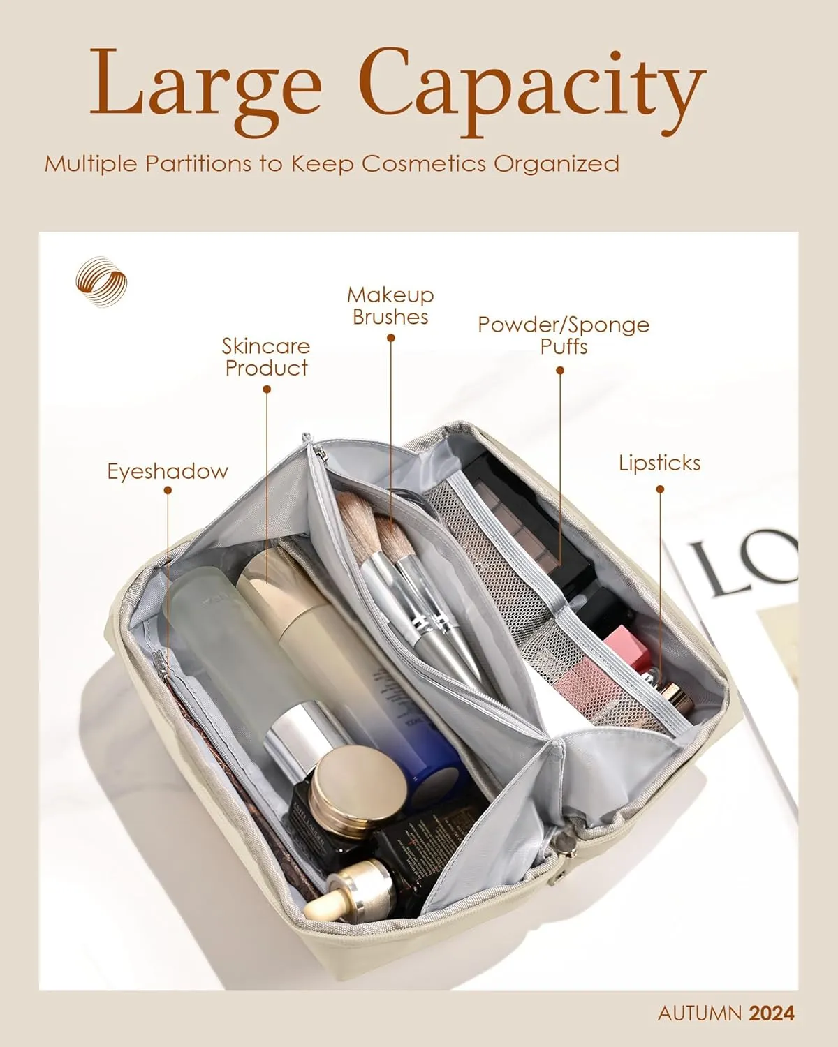 Mothers Day Gifts for Mom - Initial Makeup Bag for Women Girls, Bridesmaid Gifts, Teacher Appreciation Gifts, Graduation Gifts, Large Capacity & Wide Open Cosmetic Toiletry Bags, Friends Gift