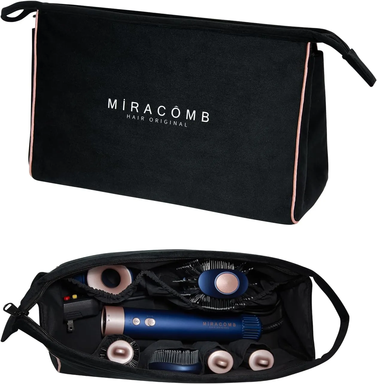 Multi-Purpose Velvet Storage Bag - Spacious Hair Tool Organizer & Travel Case, Compatible with Hypersonic BLDC X-Styler, Dyson Airwrap & Shark FlexStyle - Dual Use, Sleek Black Design for All