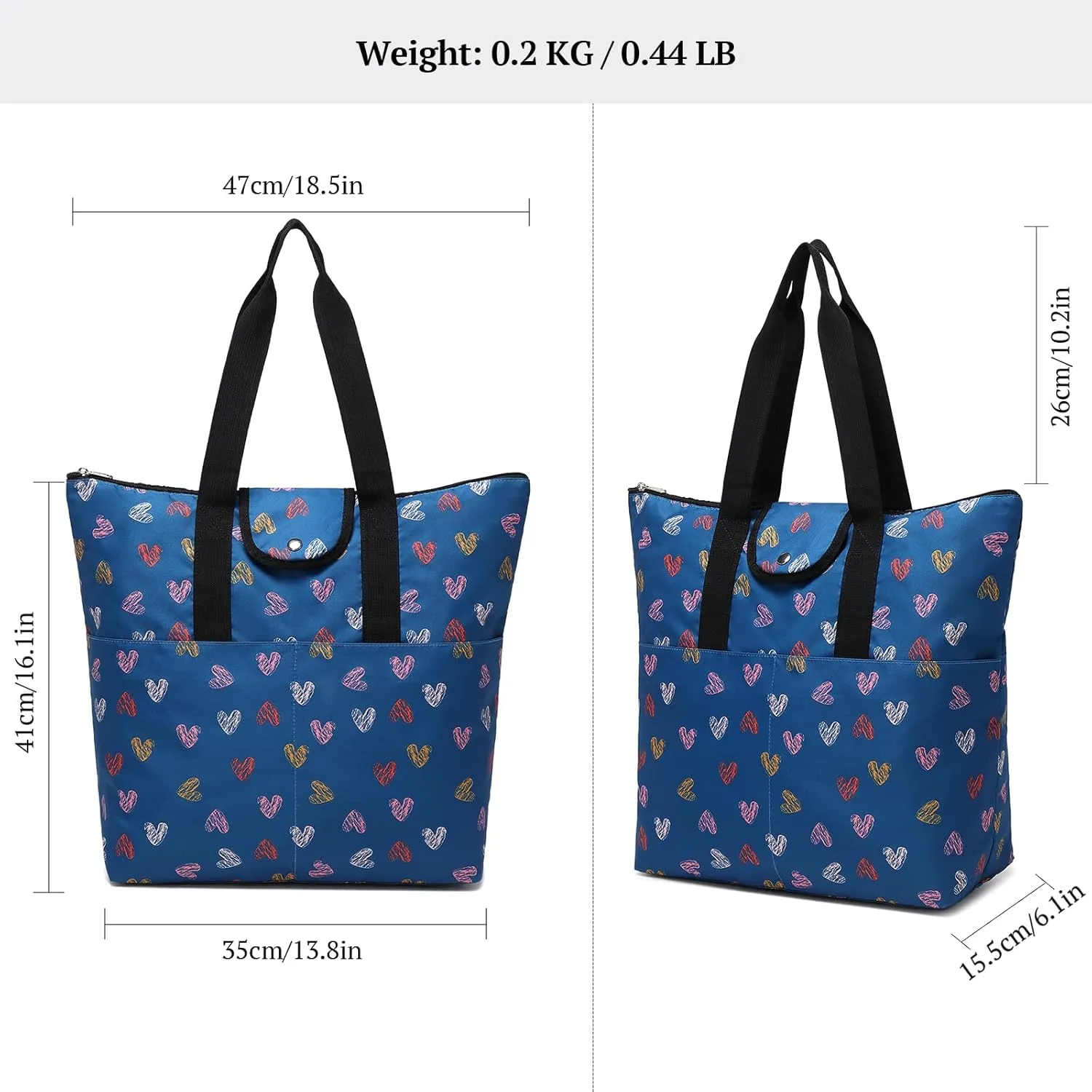 mygreen Foldable Work Tote Bags For Women Large Tote Travel Bag, Nurse Bag, Teacher Bag, Mom Bag