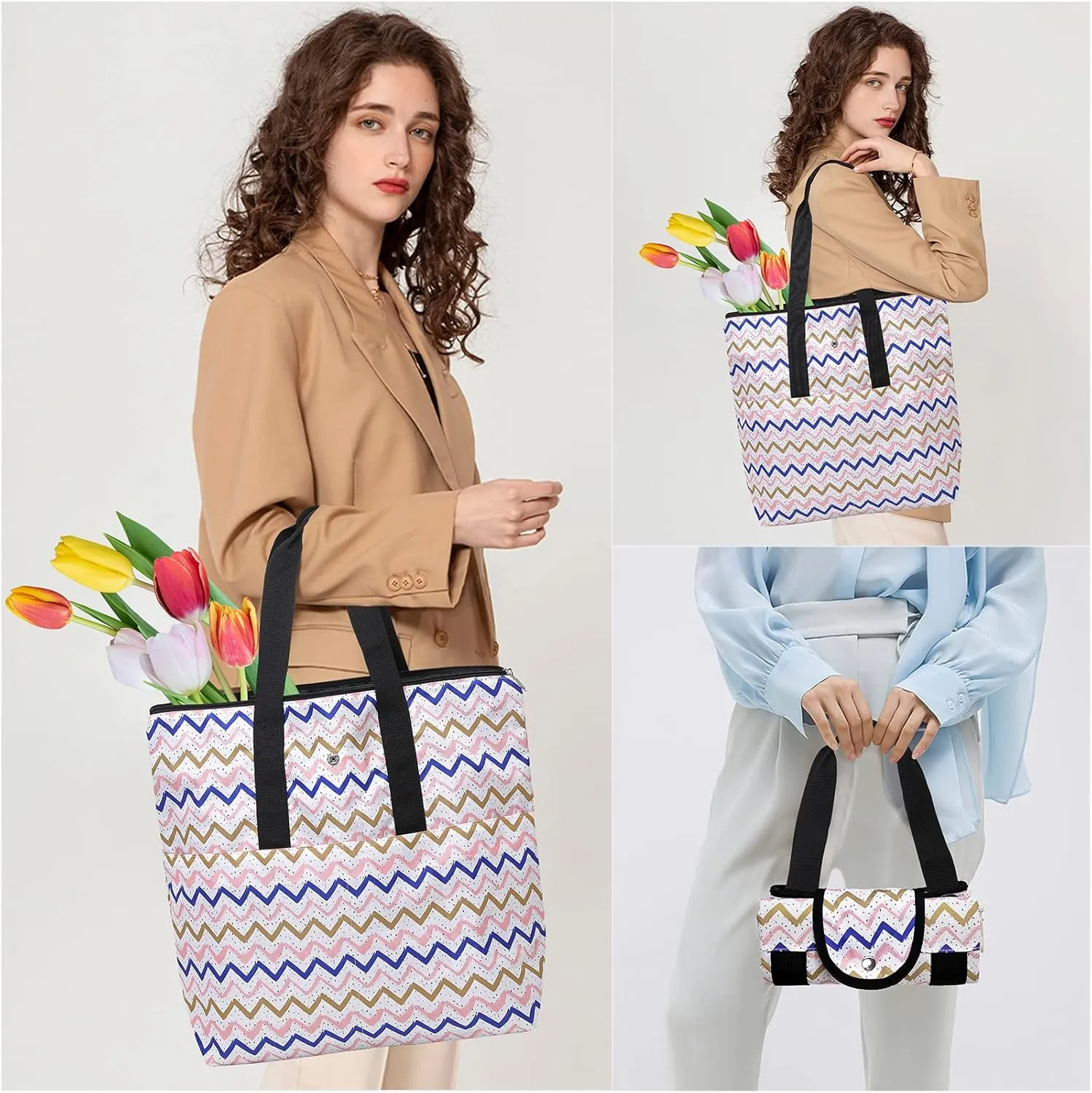 mygreen Foldable Work Tote Bags For Women Large Tote Travel Bag, Nurse Bag, Teacher Bag, Mom Bag