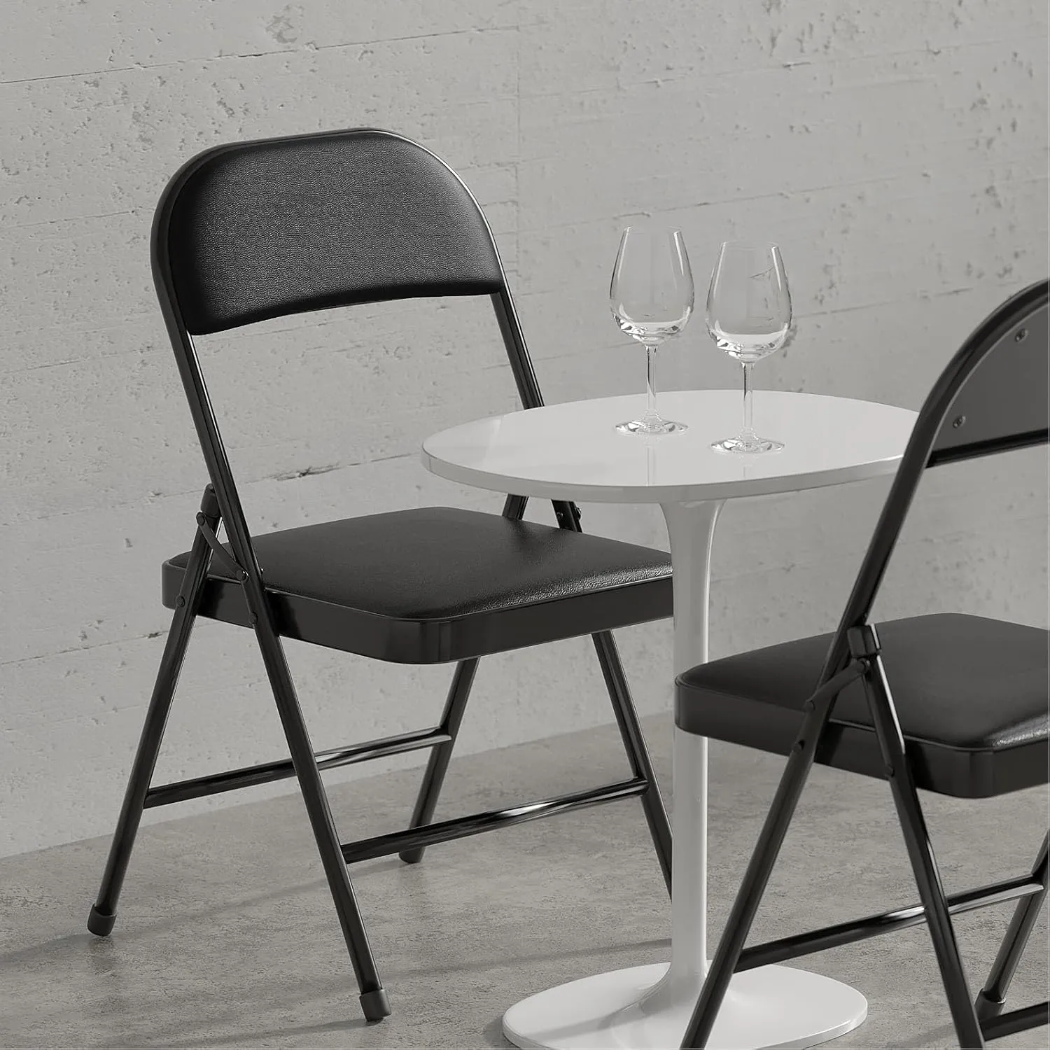 Nazhura 4 Pack Folding Chairs with Padded Cushion and Back, Khaki Metal Chairs with Comfortable Cushion and Durable Steel Frame for Home and Office, for Indoor and Outdoor Events (Black, 4 Pack)