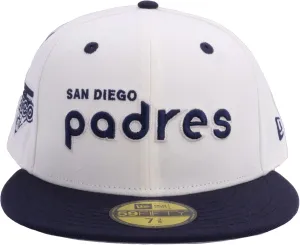 New Era MLB 59FIFTY Cooperstown Authentic Collection Chrome Fitted Hat (7 5/8, San Diego Padres, White Black Cooperstown)