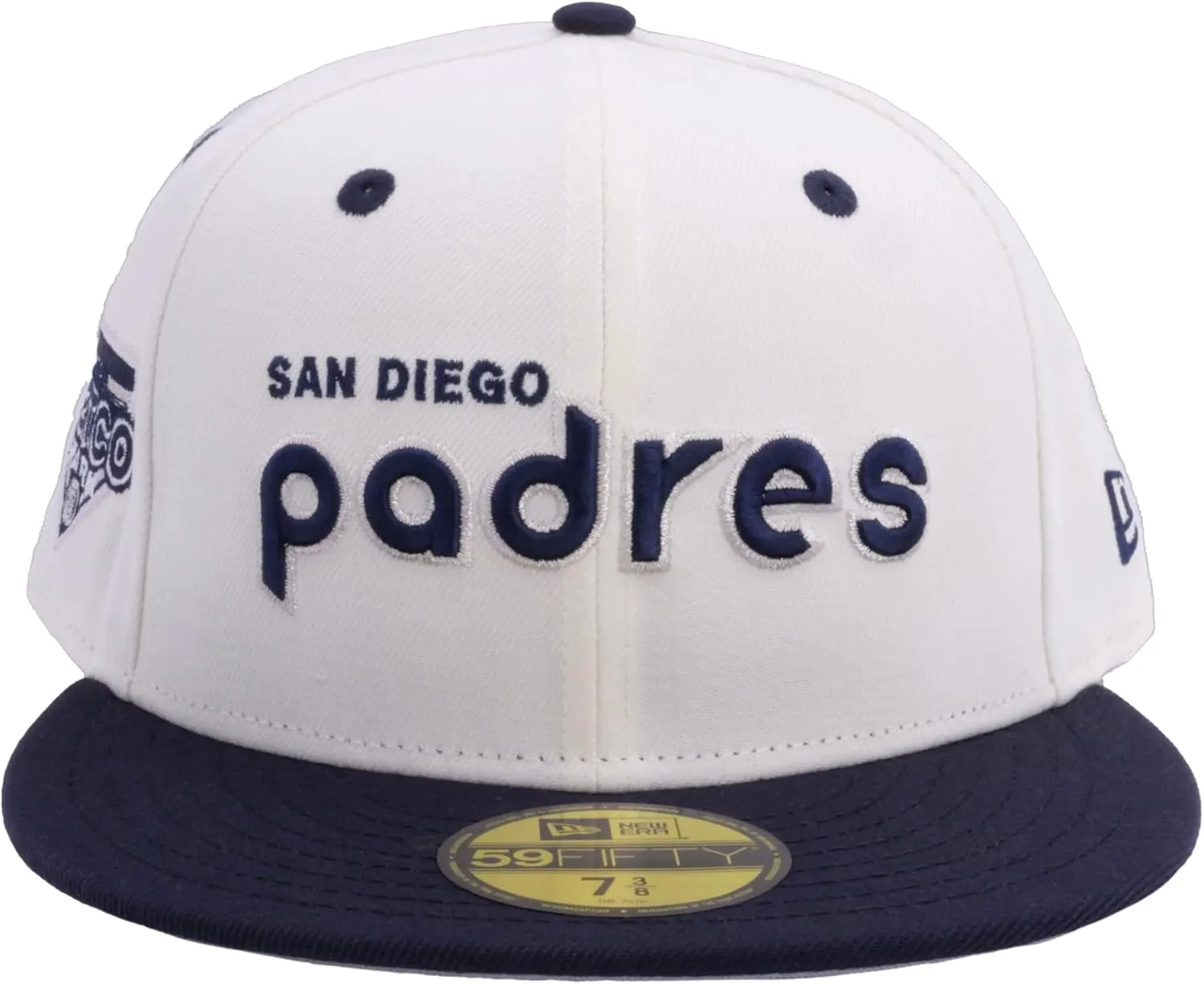 New Era MLB 59FIFTY Cooperstown Authentic Collection Chrome Fitted Hat (7 5/8, San Diego Padres, White Black Cooperstown)