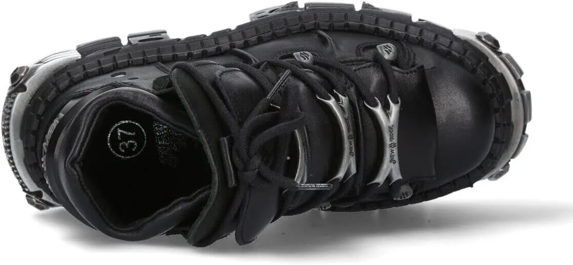 New Rock Boots WALL106-S10 Mens Metallic Black Leather Platform Gothic Boots