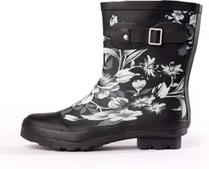 NORTY Rubber Boots for Women - Waterproof Above-Ankle Rain Shoes for Work and Recreation - All-Weather Outdoor Footwear - Runs 1/2 Size Large