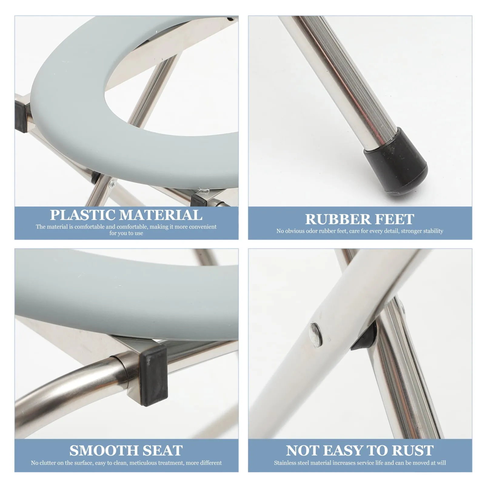 NUOLUX 1PC Foldable Bathroom Toilet Chair Portable Toilet Stool Potty Chair for The Old