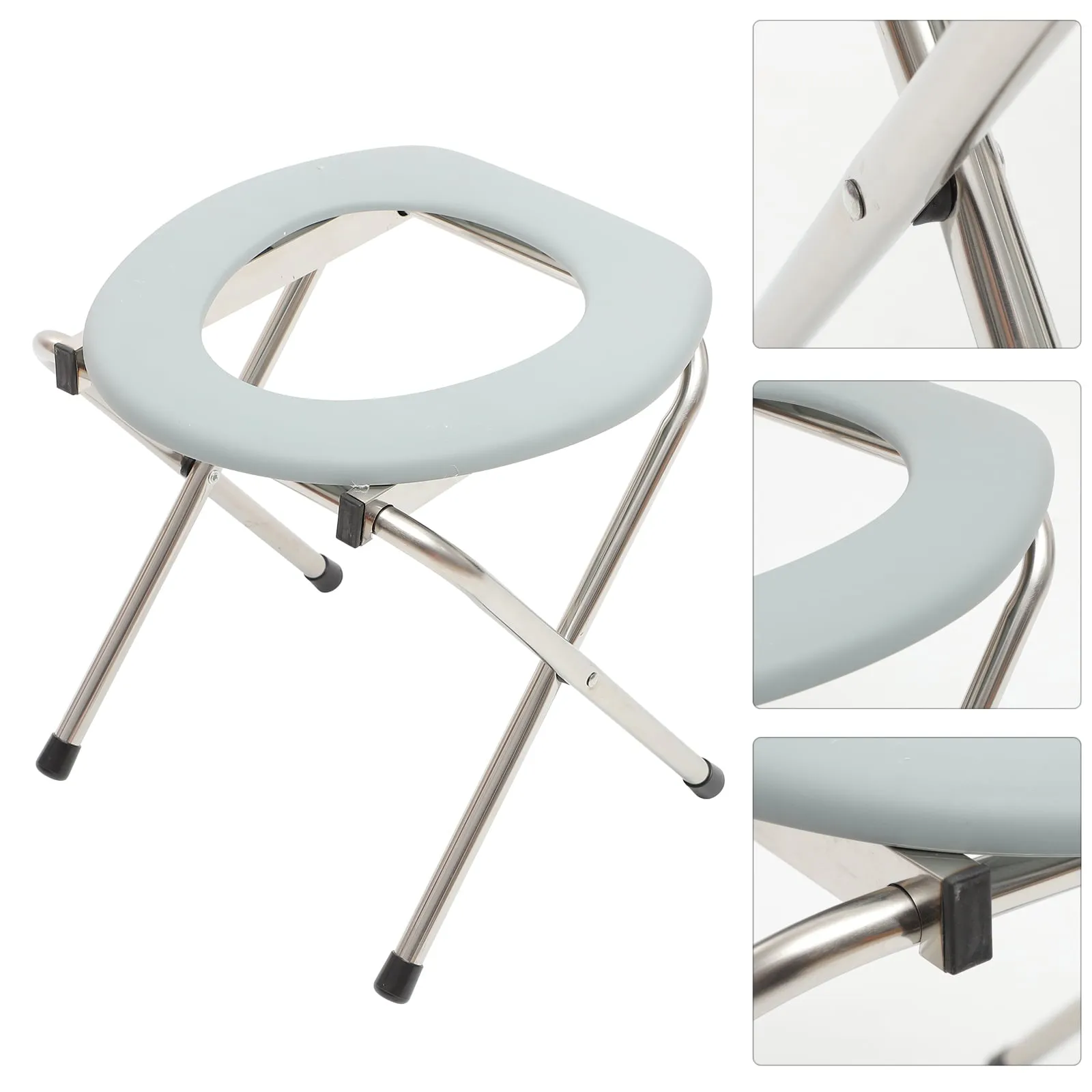 NUOLUX 1PC Foldable Bathroom Toilet Chair Portable Toilet Stool Potty Chair for The Old