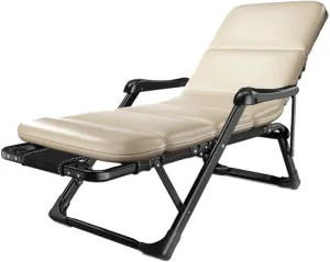 Office Leisure Folding Deck Chair Bed, Garden Sun Lounger Recliner Adjustable 180 Degrees, Hand Massage Acupressure Roller Foot Massage(C)