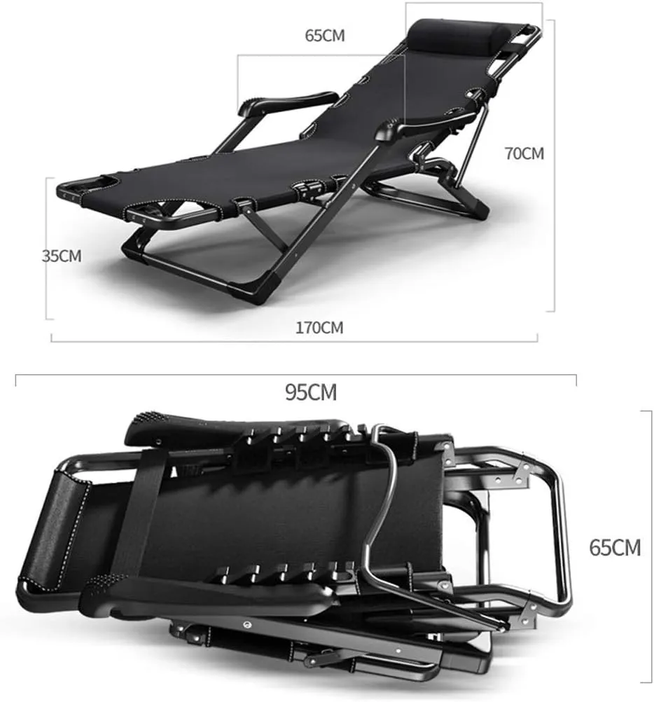 Office Leisure Folding Deck Chair Bed, Garden Sun Lounger Recliner Adjustable 180 Degrees, Hand Massage Acupressure Roller Foot Massage(C)