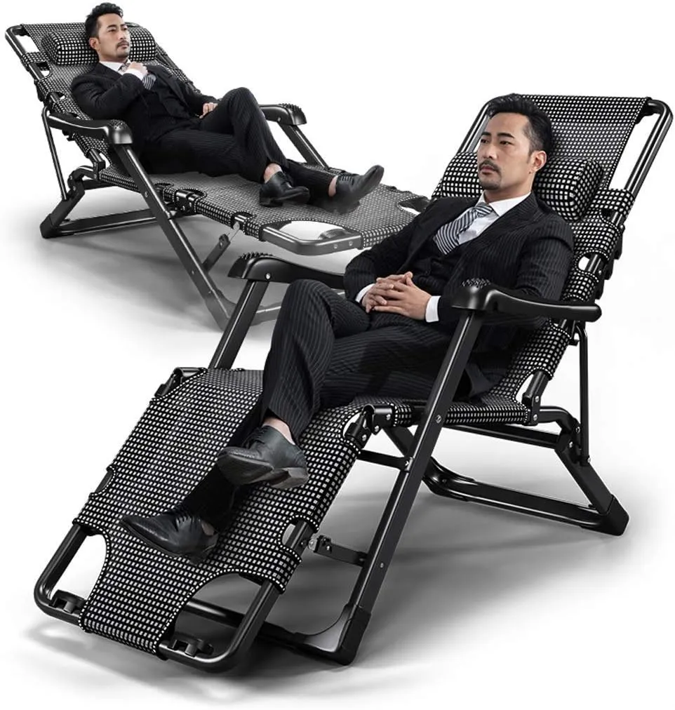 Office Leisure Folding Deck Chair Bed, Garden Sun Lounger Recliner Adjustable 180 Degrees, Hand Massage Acupressure Roller Foot Massage(C)